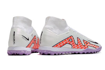 Nike Air Zoom Mercurial Superfly 9 Elite TF High-Tops Soccer Shoes - White/Red/Purple