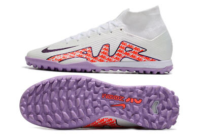 Nike Air Zoom Mercurial Superfly 9 Elite TF High-Tops Soccer Shoes - White/Red/Purple