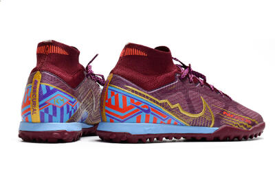 Nike Air Zoom Mercurial Superfly 9 Elite TF High-Tops Soccer Shoes - Red/Gold/Blue