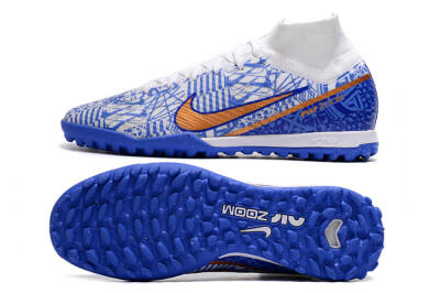 Nike Air Zoom Mercurial Superfly 9 Elite TF High-Tops Soccer Shoes - Blue/White/Gold