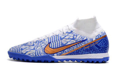 Nike Air Zoom Mercurial Superfly 9 Elite TF High-Tops Soccer Shoes - Blue/White/Gold