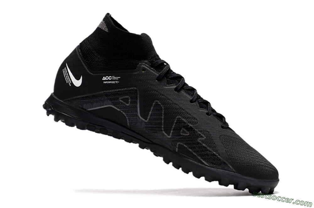 Nike Air Zoom Mercurial Superfly 9 Elite TF High-Tops Soccer Shoes - Black/White/Yellow 4