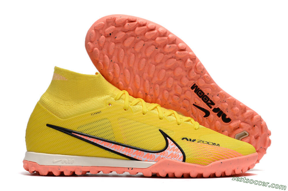 Nike Air Zoom Mercurial Superfly 9 Elite TF High-Tops Soccer Shoes - Yellow/Pink/Black 0