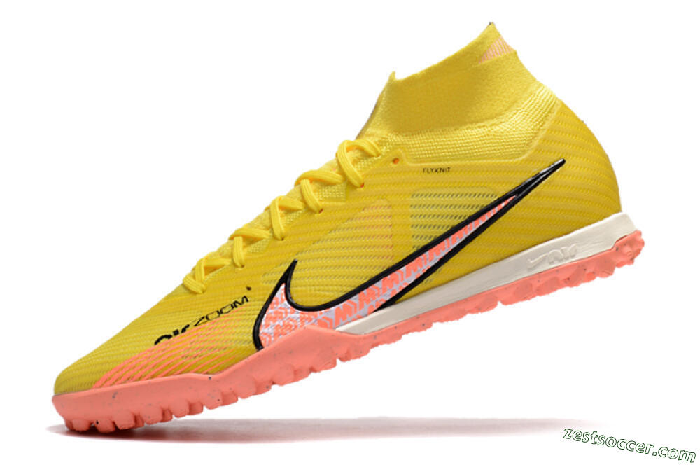 Nike Air Zoom Mercurial Superfly 9 Elite TF High-Tops Soccer Shoes - Yellow/Pink/Black 5
