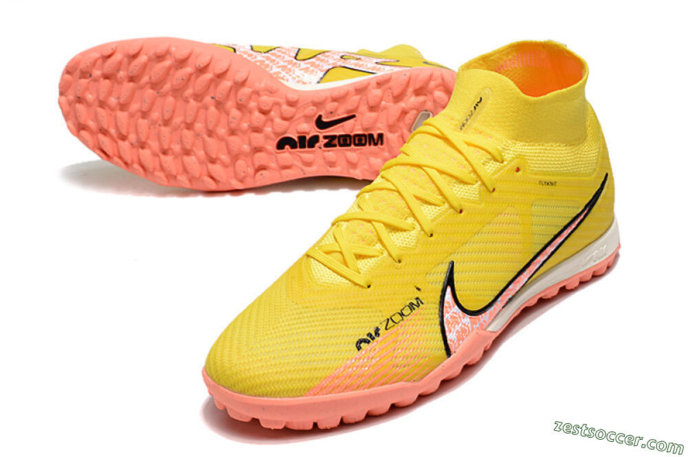 Nike Air Zoom Mercurial Superfly 9 Elite TF High-Tops Soccer Shoes - Yellow/Pink/Black 3