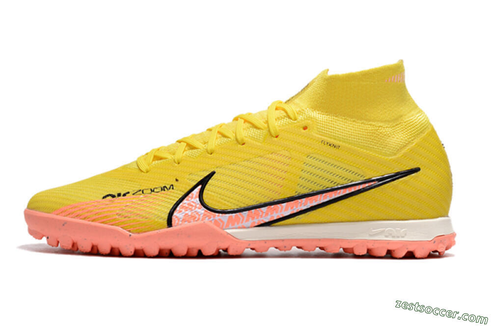 Nike Air Zoom Mercurial Superfly 9 Elite TF High-Tops Soccer Shoes - Yellow/Pink/Black 2