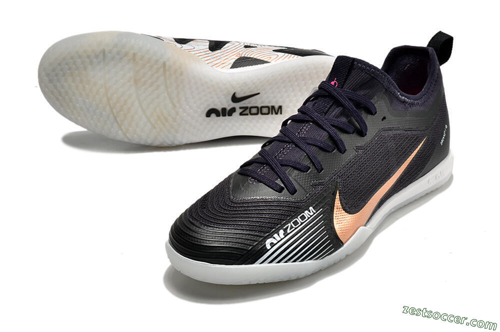 Nike Air Zoom Mercurial Vapor 15 Pro IC Low-Tops Soccer Shoes - Black/Gold/White 3