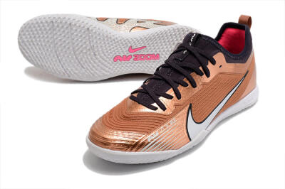 Nike Air Zoom Mercurial Vapor 15 Pro IC Low-Tops Soccer Shoes - Gold/White/Black