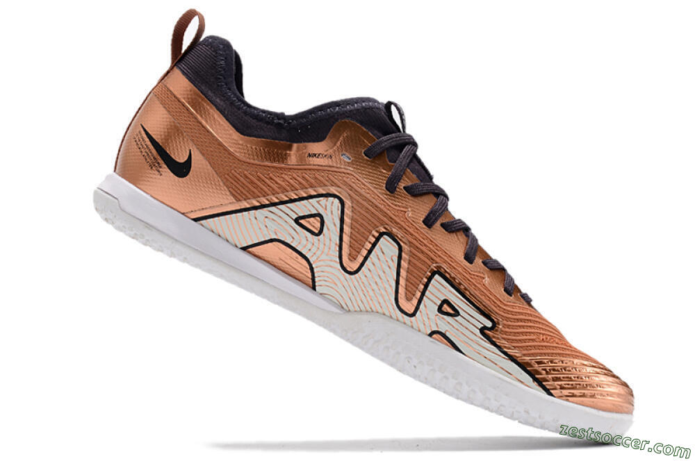 Nike Air Zoom Mercurial Vapor 15 Pro IC Low-Tops Soccer Shoes - Gold/White/Black 4