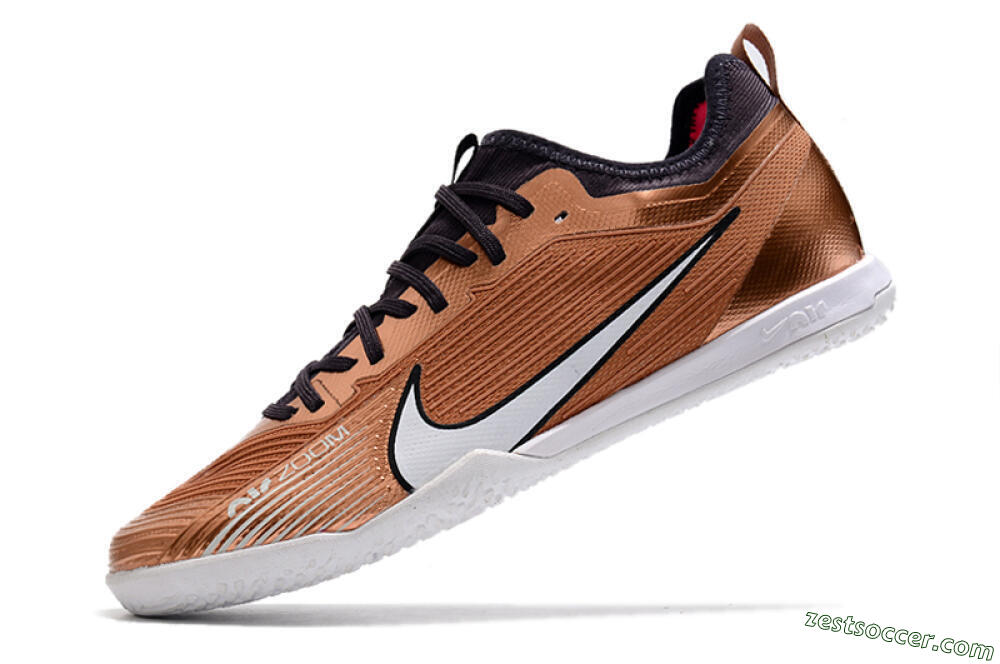 Nike Air Zoom Mercurial Vapor 15 Pro IC Low-Tops Soccer Shoes - Gold/White/Black 5
