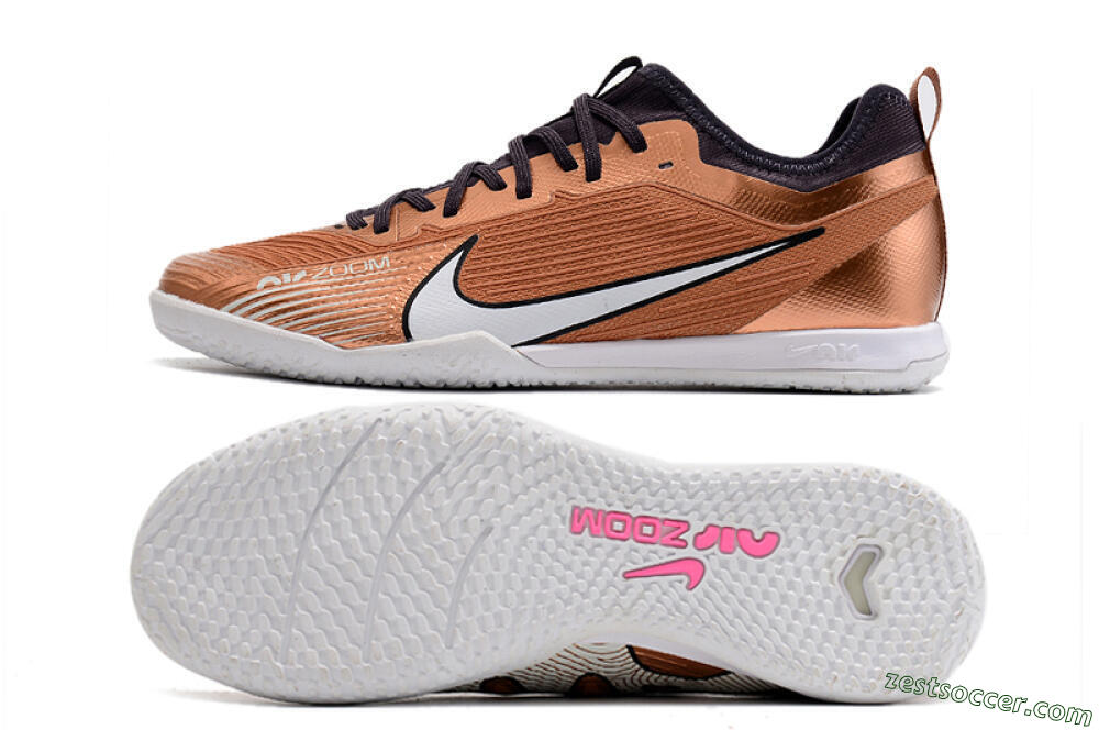 Nike Air Zoom Mercurial Vapor 15 Pro IC Low-Tops Soccer Shoes - Gold/White/Black 1
