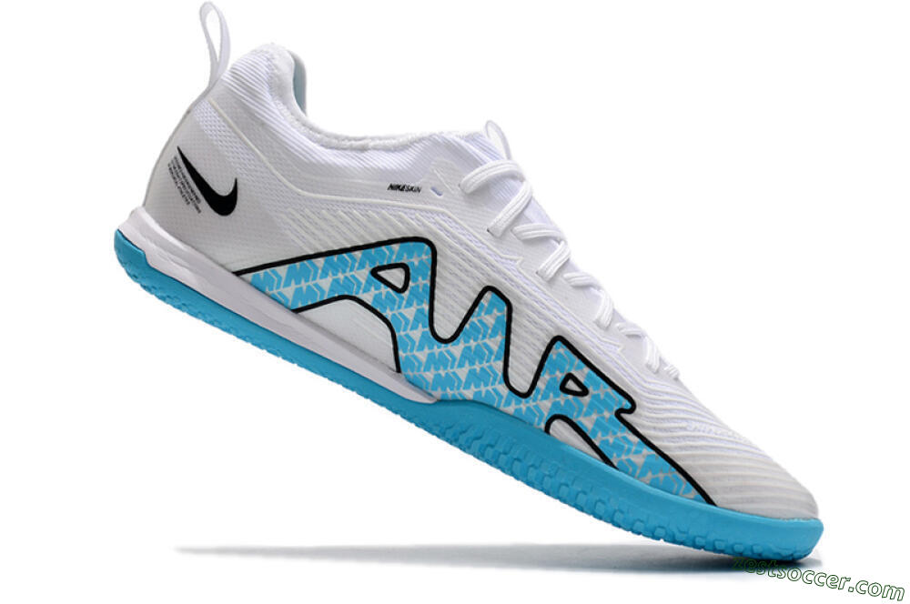 Nike Air Zoom Mercurial Vapor 15 Pro IC Low-Tops Soccer Shoes - White/Blue/Black 4