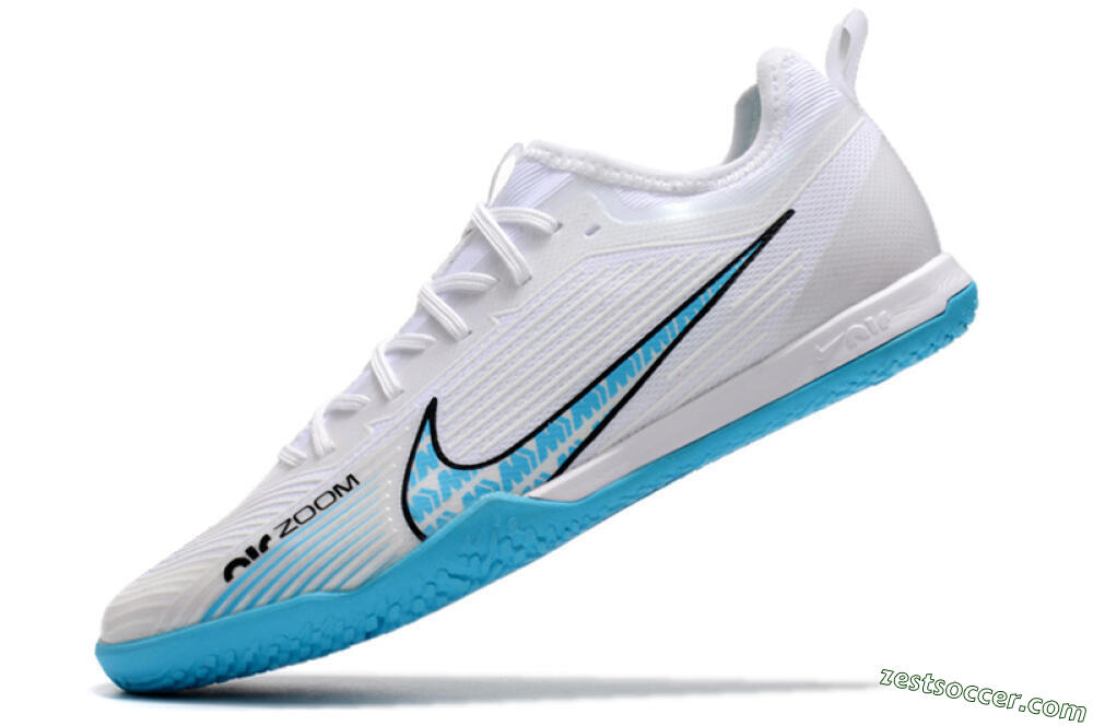 Nike Air Zoom Mercurial Vapor 15 Pro IC Low-Tops Soccer Shoes - White/Blue/Black 5