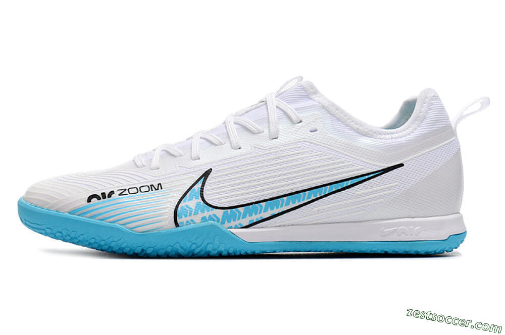 Nike Air Zoom Mercurial Vapor 15 Pro IC Low-Tops Soccer Shoes - White/Blue/Black 2