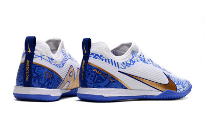 Nike Air Zoom Mercurial Vapor 15 Pro IC Low-Tops Soccer Shoes - White/Blue/Gold