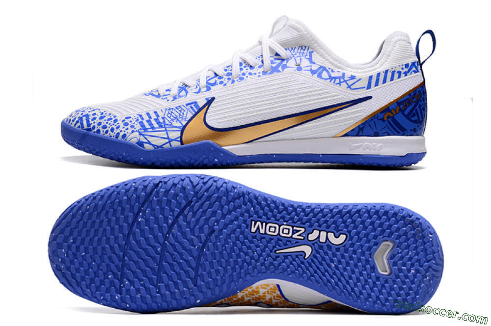 Nike Air Zoom Mercurial Vapor 15 Pro IC Low-Tops Soccer Shoes - White/Blue/Gold 1