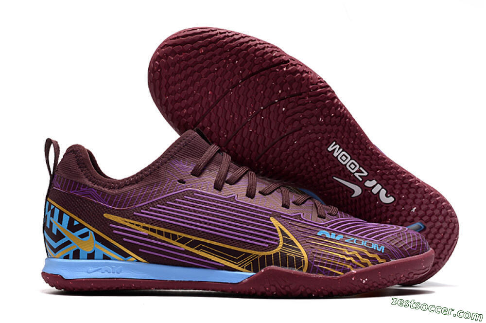 Nike Air Zoom Mercurial Vapor 15 Pro IC Low-Tops Soccer Shoes - Red/Purple/Gold/Blue 0