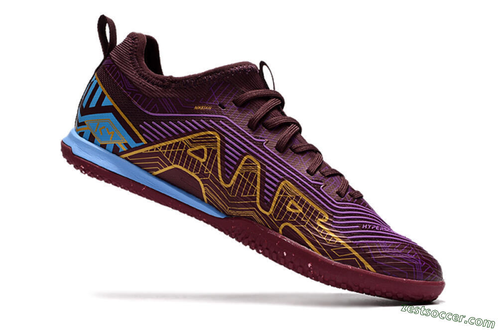 Nike Air Zoom Mercurial Vapor 15 Pro IC Low-Tops Soccer Shoes - Red/Purple/Gold/Blue 4