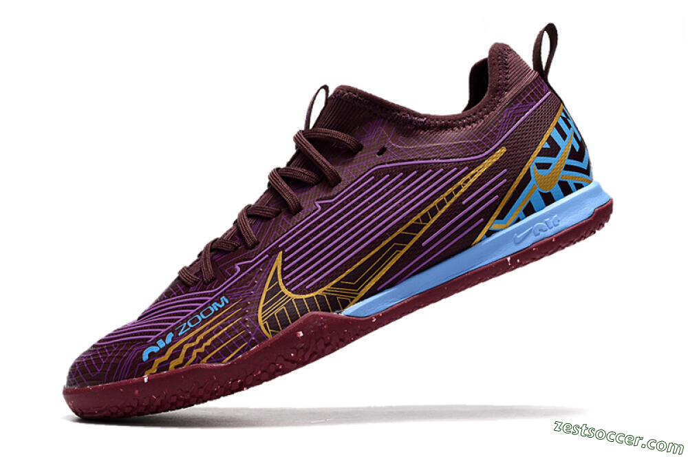 Nike Air Zoom Mercurial Vapor 15 Pro IC Low-Tops Soccer Shoes - Red/Purple/Gold/Blue 5
