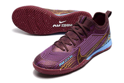 Nike Air Zoom Mercurial Vapor 15 Pro IC Low-Tops Soccer Shoes - Red/Purple/Gold/Blue