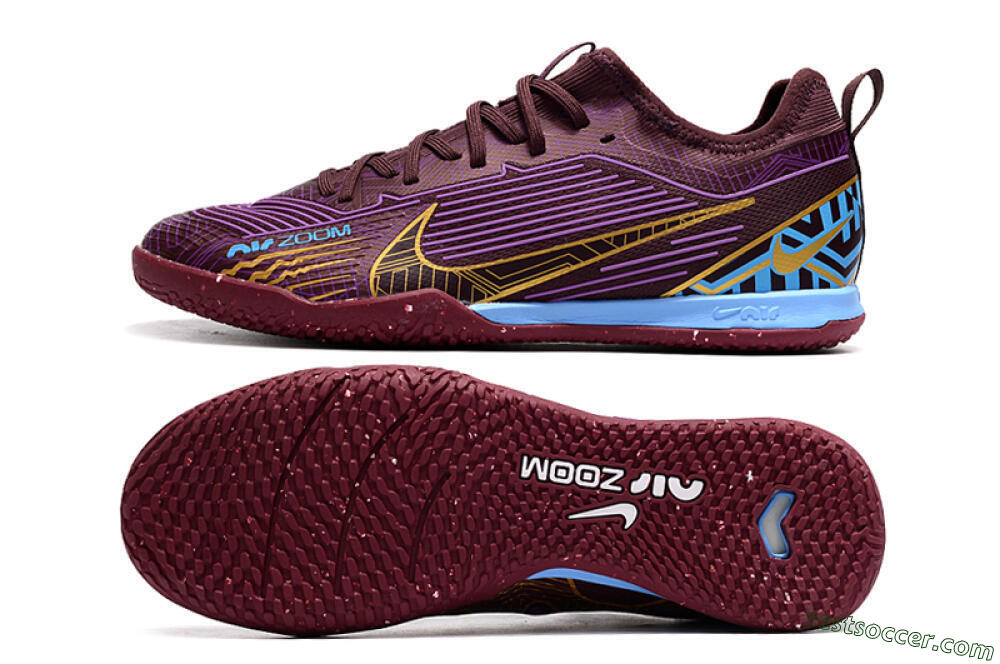 Nike Air Zoom Mercurial Vapor 15 Pro IC Low-Tops Soccer Shoes - Red/Purple/Gold/Blue 1