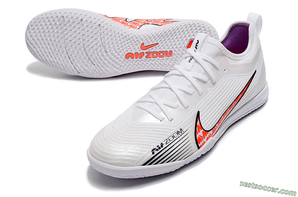Nike Air Zoom Mercurial Vapor 15 Pro IC Low-Tops Soccer Shoes - White/Black/Red 3