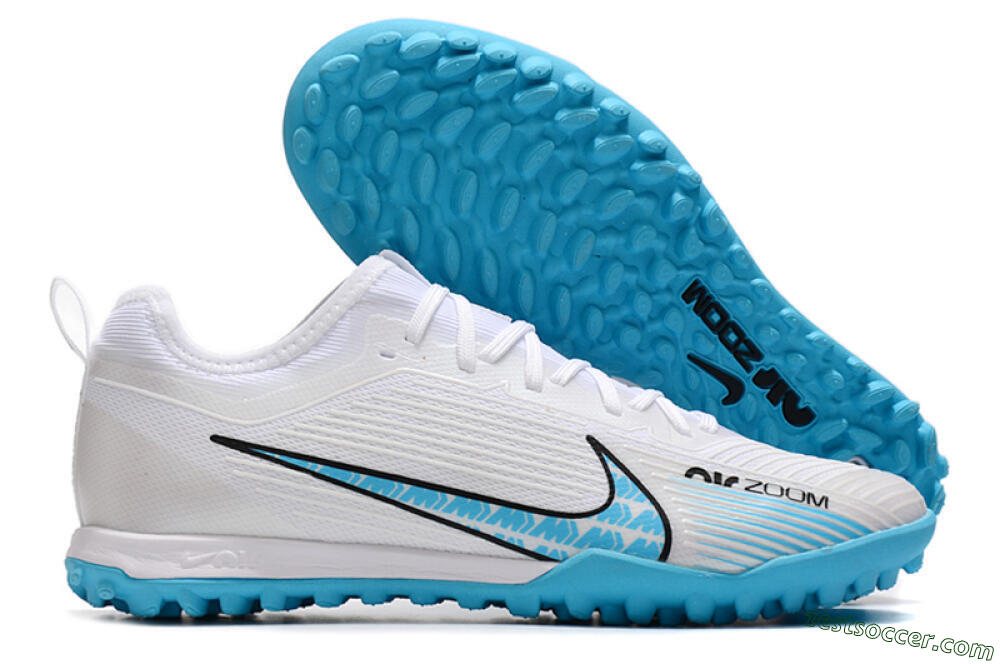 Nike Air Zoom Mercurial Vapor 15 Pro TF Low-Tops Soccer Shoes - White/Blue/Black 0