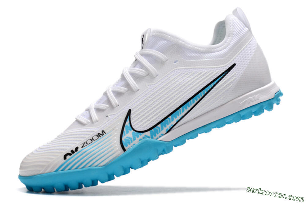 Nike Air Zoom Mercurial Vapor 15 Pro TF Low-Tops Soccer Shoes - White/Blue/Black 5