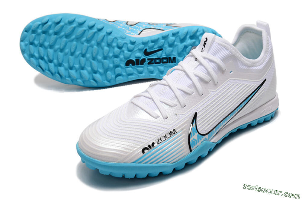 Nike Air Zoom Mercurial Vapor 15 Pro TF Low-Tops Soccer Shoes - White/Blue/Black 3