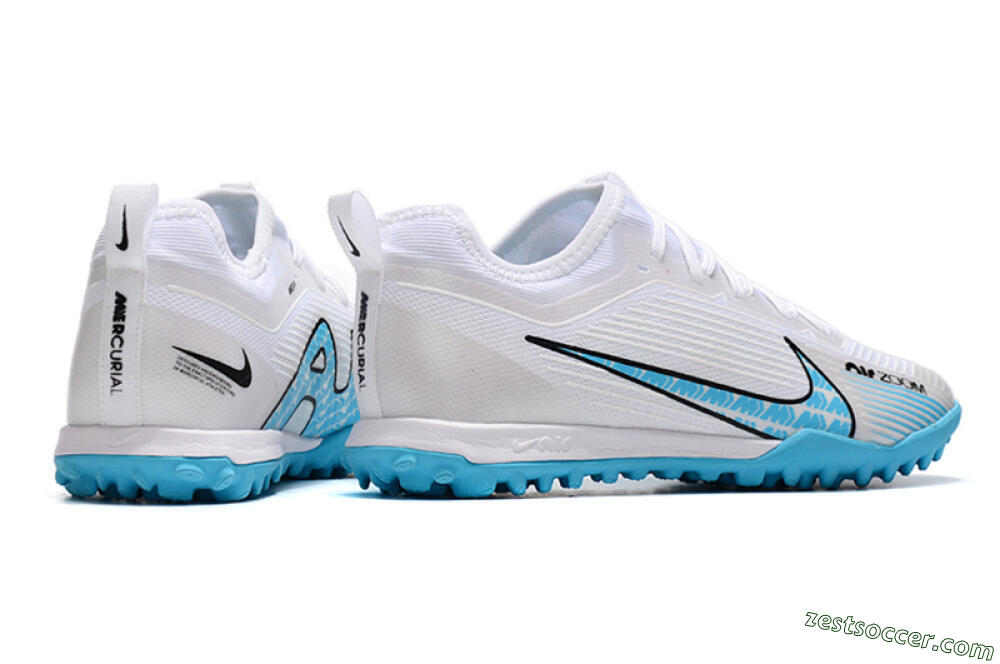 Nike Air Zoom Mercurial Vapor 15 Pro TF Low-Tops Soccer Shoes - White/Blue/Black 6