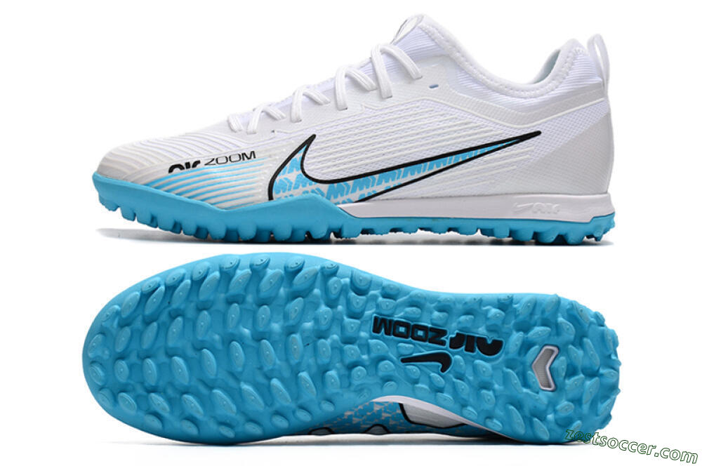 Nike Air Zoom Mercurial Vapor 15 Pro TF Low-Tops Soccer Shoes - White/Blue/Black 1