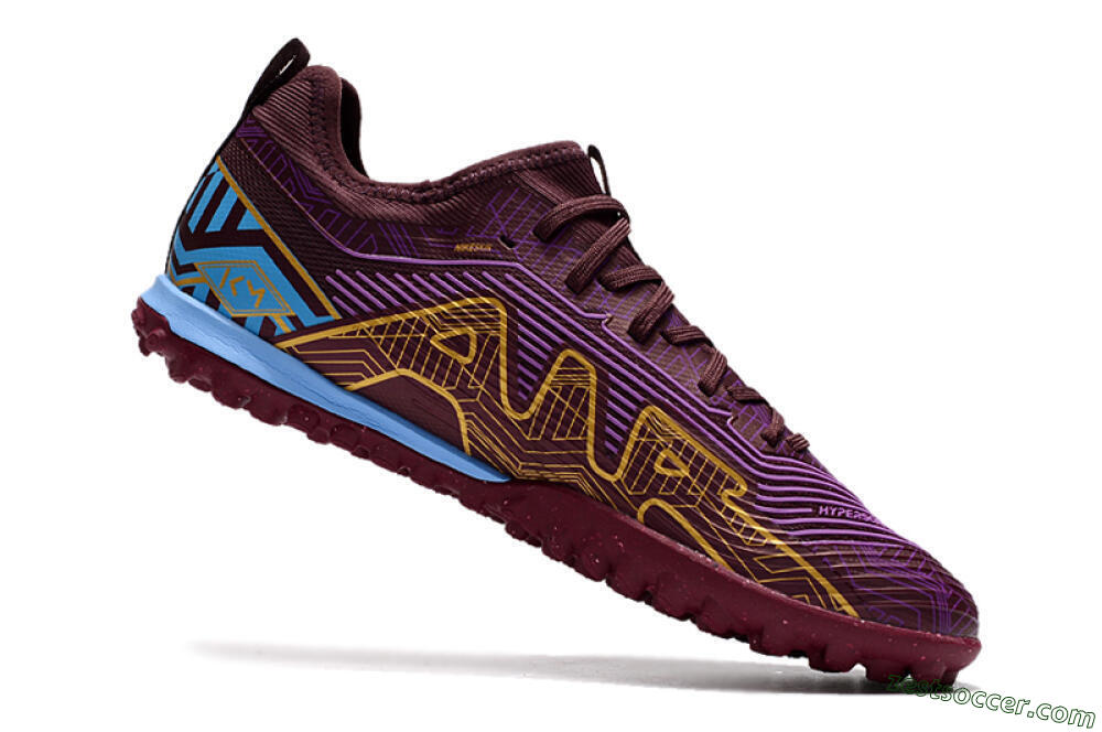 Nike Air Zoom Mercurial Vapor 15 Pro TF Low-Tops Soccer Shoes - Red/Purple/Gold/Blue 4