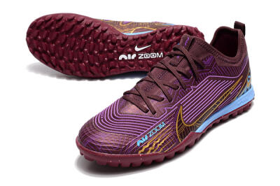 Nike Air Zoom Mercurial Vapor 15 Pro TF Low-Tops Soccer Shoes - Red/Purple/Gold/Blue