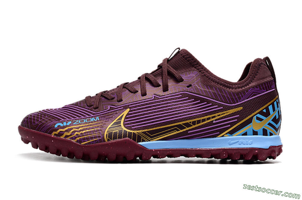 Nike Air Zoom Mercurial Vapor 15 Pro TF Low-Tops Soccer Shoes - Red/Purple/Gold/Blue 2
