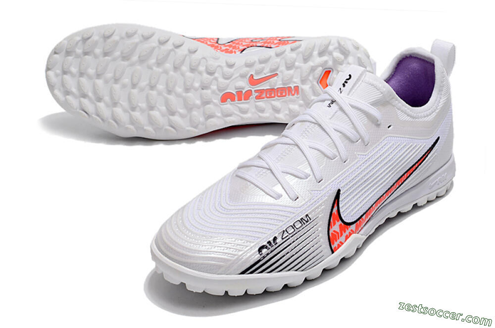 Nike Air Zoom Mercurial Vapor 15 Pro TF Low-Tops Soccer Shoes - White/Black/Red 3