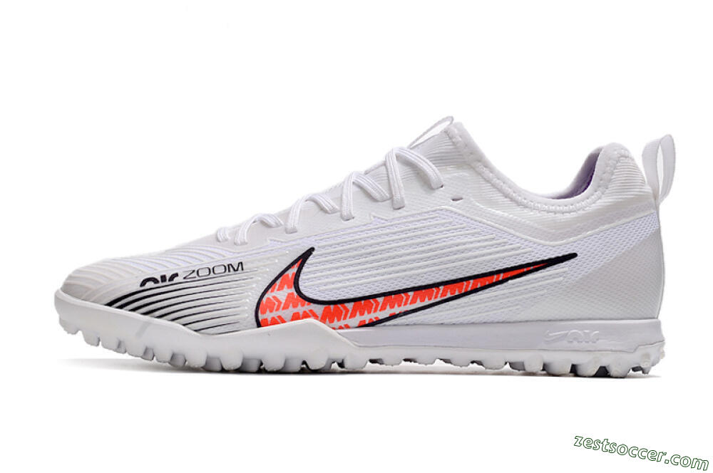 Nike Air Zoom Mercurial Vapor 15 Pro TF Low-Tops Soccer Shoes - White/Black/Red 2