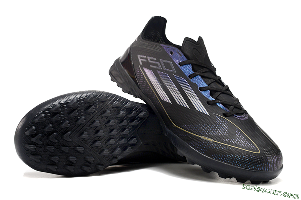 Adidas F50 Elite TF Low-Tops Soccer Shoes - Black/Silver/Purple 3