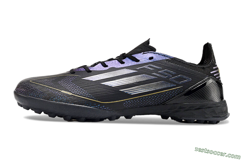 Adidas F50 Elite TF Low-Tops Soccer Shoes - Black/Silver/Purple 2