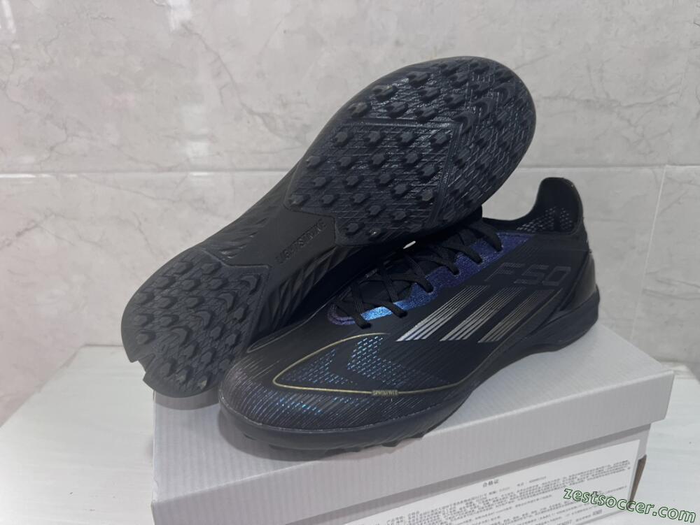 Adidas F50 Elite TF Low-Tops Soccer Shoes - Black/Silver/Purple
