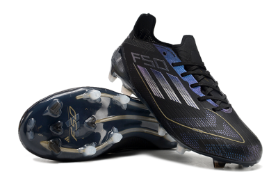 Adidas F50 Elite FG Low-Tops Soccer Cleats - Black/Silver/Purple