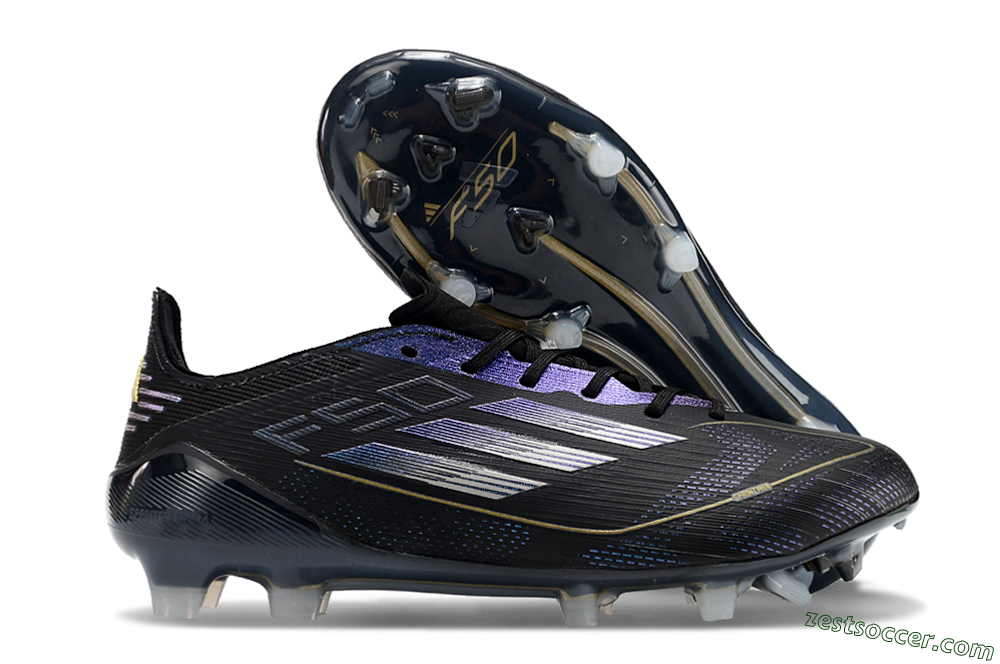 Adidas F50 Elite FG Low-Tops Soccer Cleats - Black/Silver/Purple 0