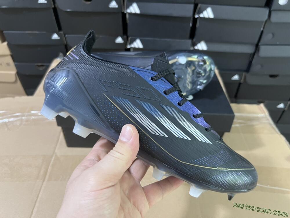 Adidas F50 Elite FG Low-Tops Soccer Cleats - Black/Silver/Purple