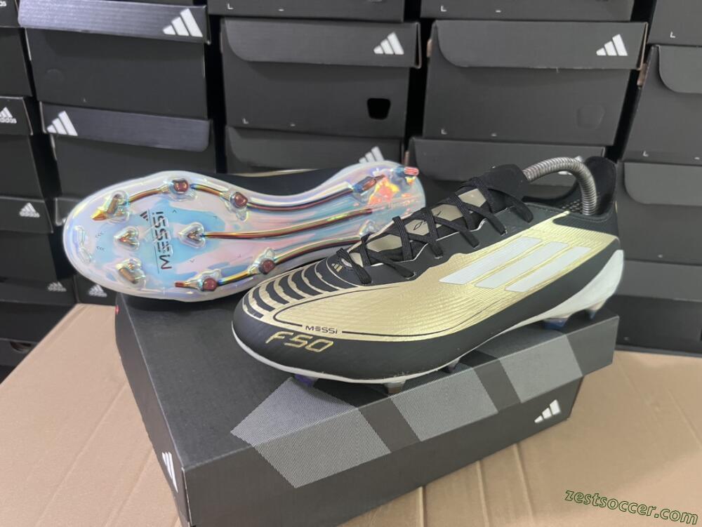 Adidas F50 Adizero Messi FG Low-Tops Soccer Cleats - Gold/White/Black