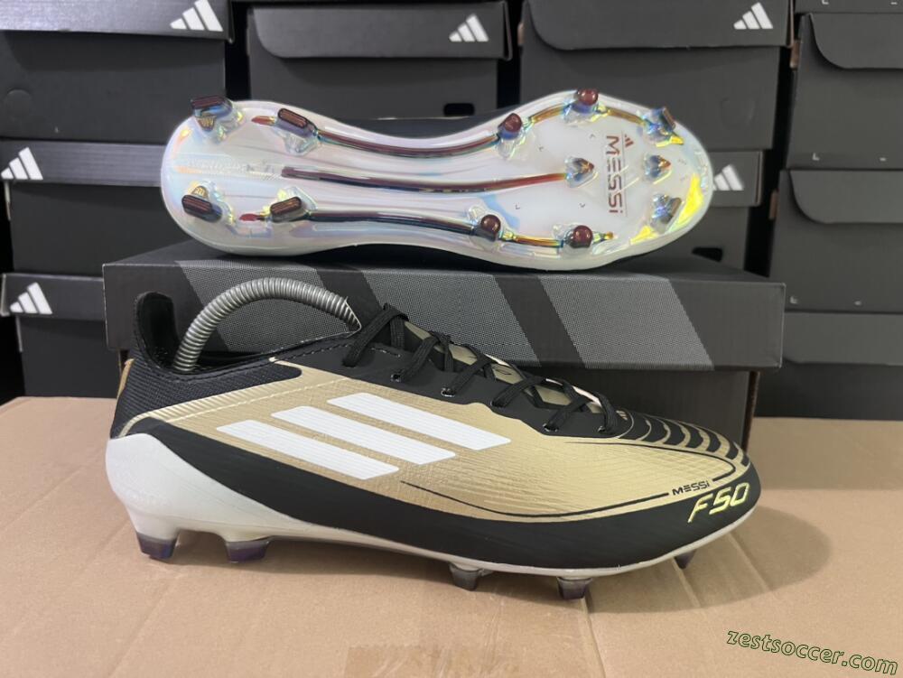 Adidas F50 Adizero Messi FG Low-Tops Soccer Cleats - Gold/White/Black