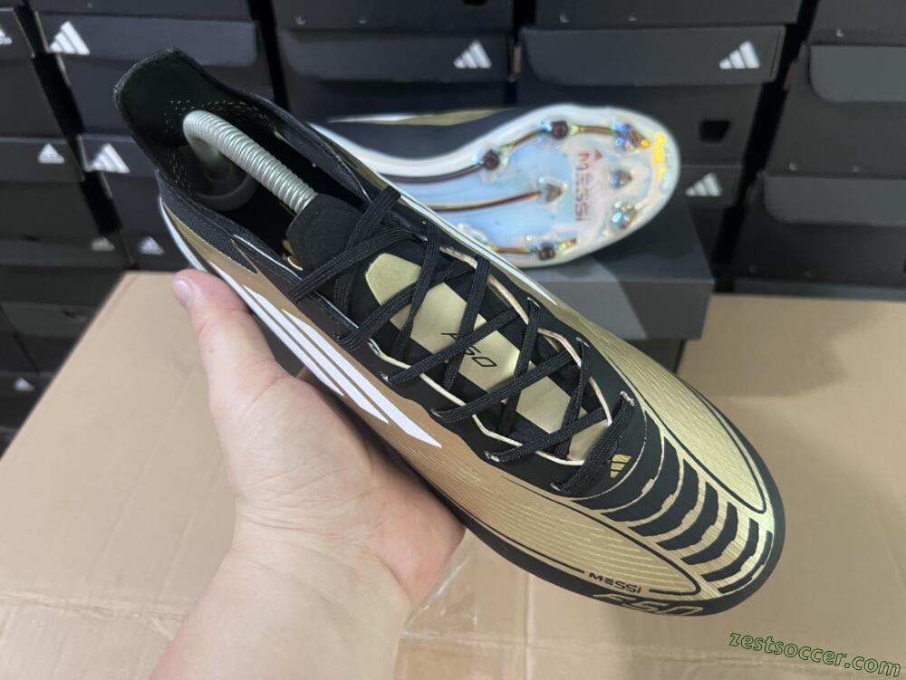 Adidas F50 Adizero Messi FG Low-Tops Soccer Cleats - Gold/White/Black