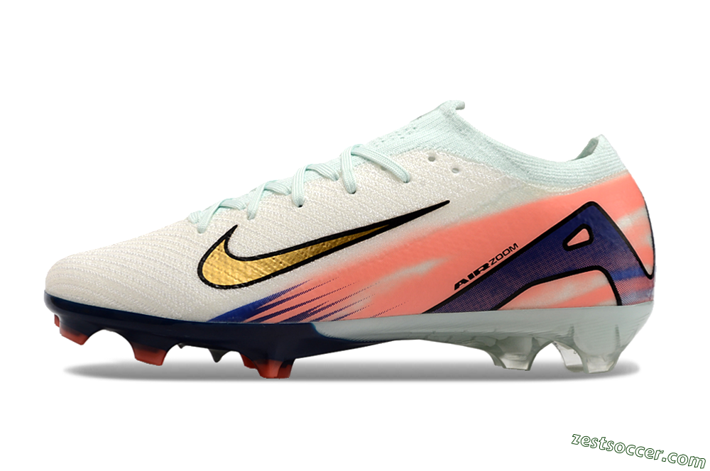 Nike Air Zoom Mercurial Vapor 16 Elite FG Low-Tops Soccer Cleats - Pink/Gold/Blue 2