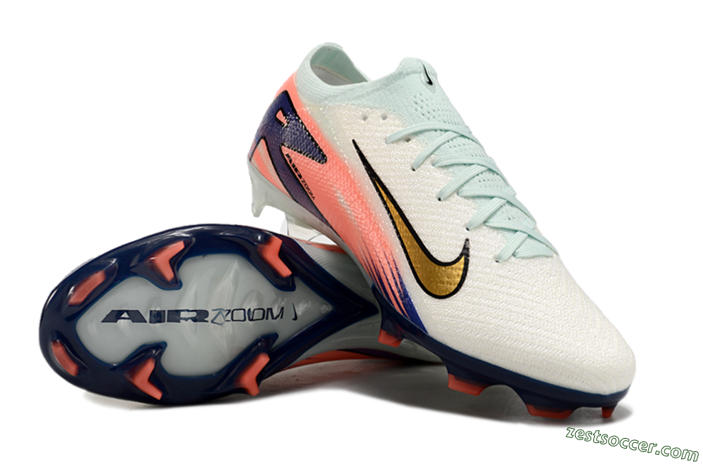 Nike Air Zoom Mercurial Vapor 16 Elite FG Low-Tops Soccer Cleats - Pink/Gold/Blue 3
