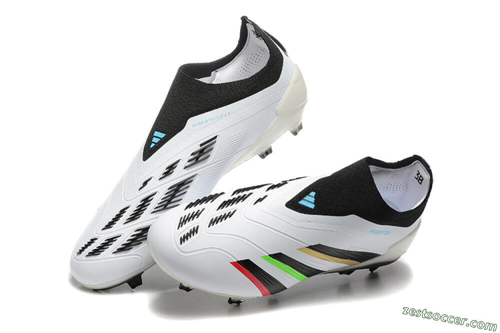 Adidas Predator Elite Laceless FG Low-Tops Soccer Cleats - White/Black/Red/Gold 3