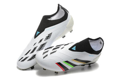 Adidas Predator Elite Laceless FG Low-Tops Soccer Cleats - White/Black/Red/Gold