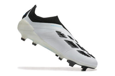 Adidas Predator Elite Laceless FG Low-Tops Soccer Cleats - White/Black/Red/Gold